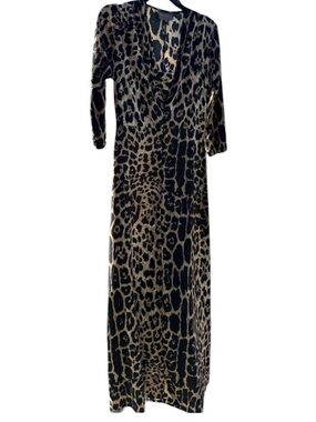 Bel Kazan Leopard Print Kaftan Maxi Dress Size Medium